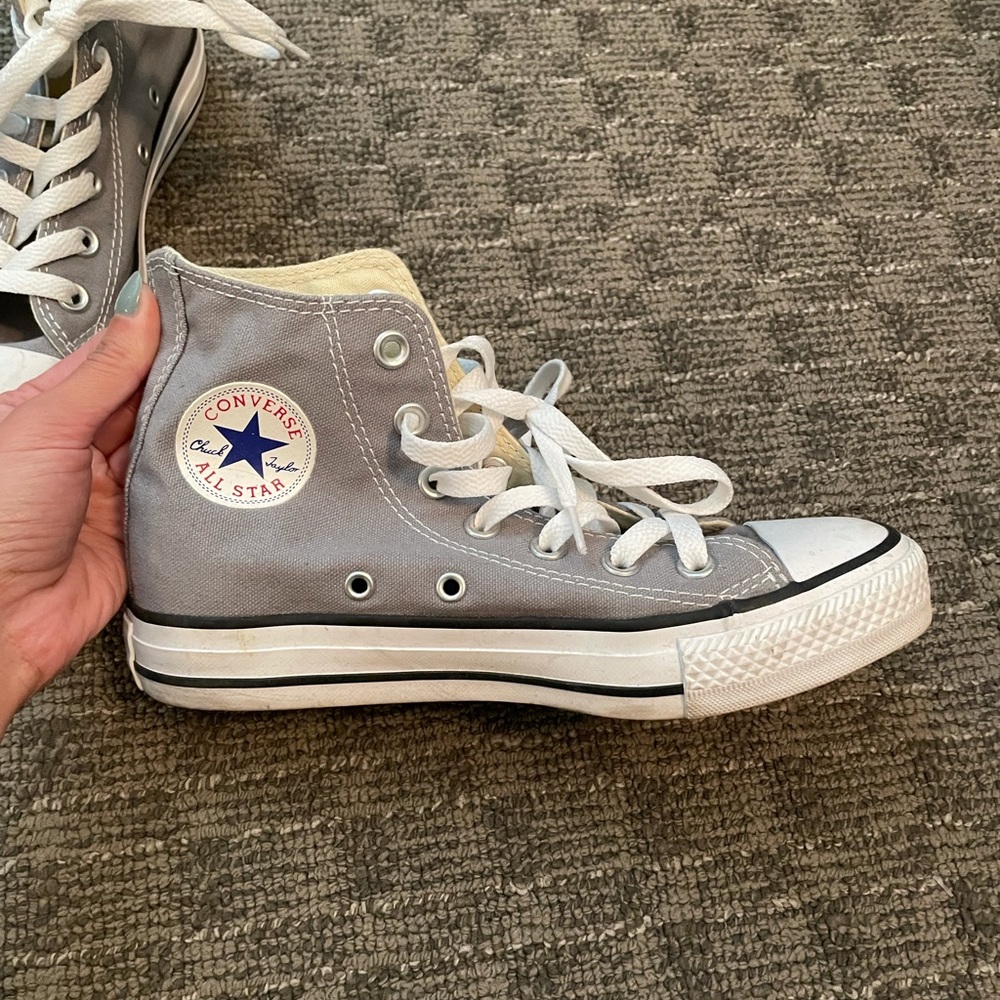 Grey high top converse